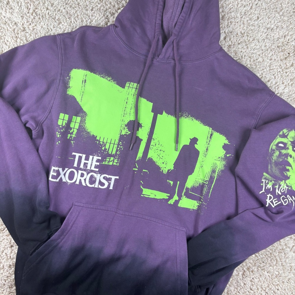 The Exorcist Unisex Hoodie Small Purple Ombre Graphic Horror Movie Cult Classic‎